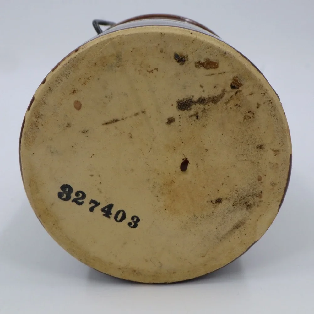 Stoneware Crock Jar Unisex 5in Brown Glazed Wire Bale Lid Vintage‎
